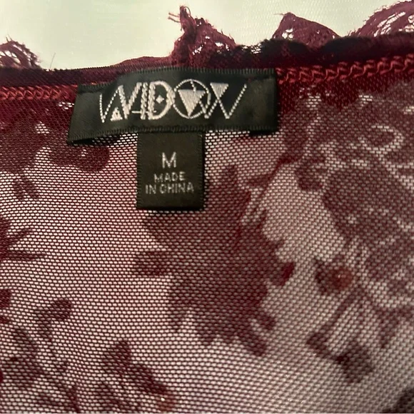 Bodysuit With Lace Detail Dark Burgundy WORN ONCE - Picture 9 of 12